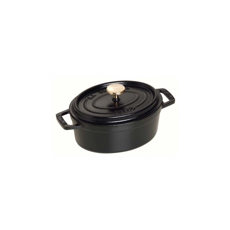 Ovale Cocotte 11 cm schwarz aus Gusseisen