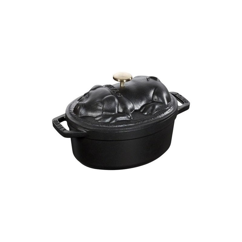 Ovales Cocotte-Ferkel 17 cm schwarz aus Gusseisen