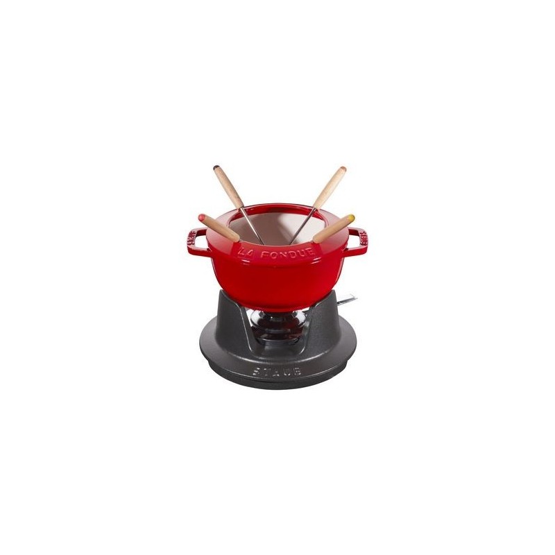 Gourmet-Fondue-Set 16 cm rot aus Gusseisen