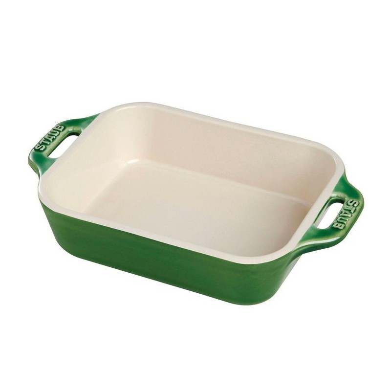 Rectangular Gratin Dish 19 x 12 cm Basil Green in Ceramic