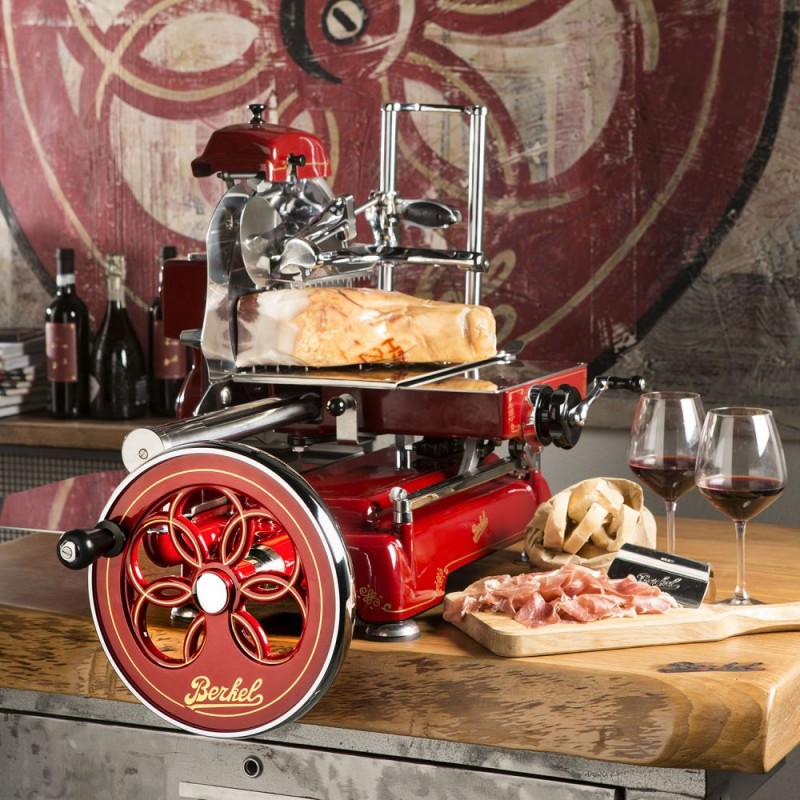 Berkel Slicer Volano Fiorato Tribute Red Berkel - Gold Decorations