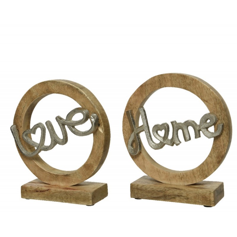 Holzornament mit „Love or Home“-Schriftzug, 19 cm. Einzelstück