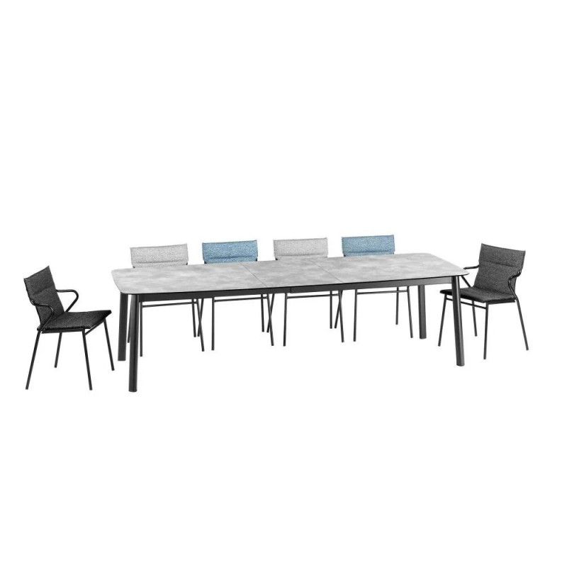 ANCONE table 220/280 x 108 cm LaFuma LFM5038 Ciment/Noir