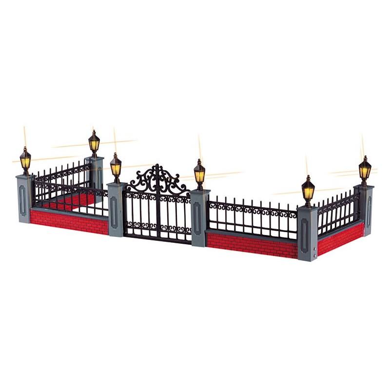 Lighted Wrought Iron Fence Set of 5 Ref. 54303