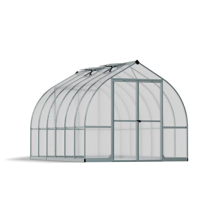 Canopia Schönes doppelschichtiges Gartengewächshaus aus Polycarbonat, 367 x 244 x 219 cm, silberfarben