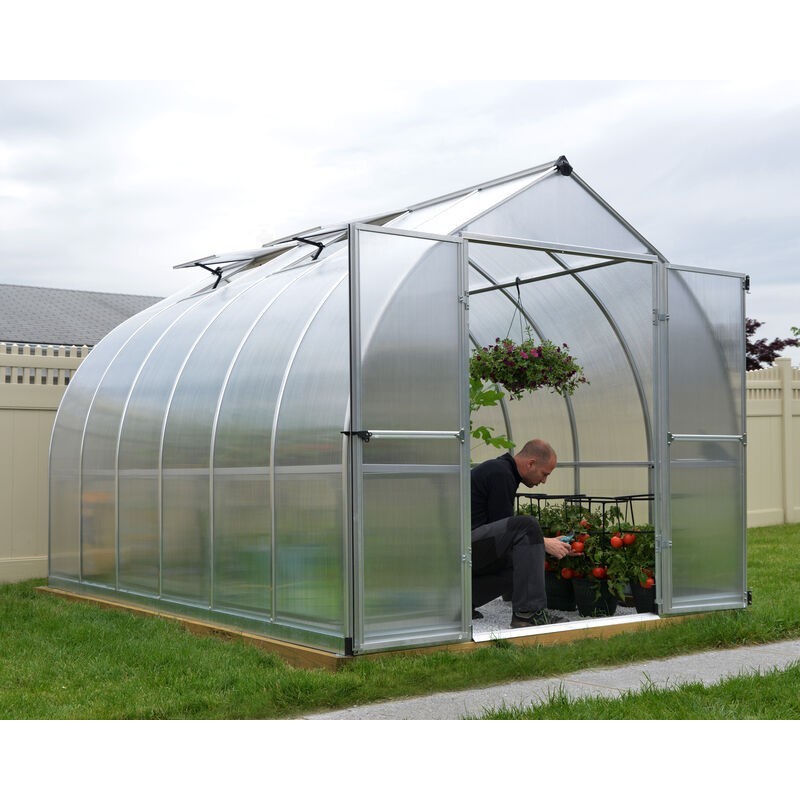 Canopia Schönes doppelschichtiges Gartengewächshaus aus Polycarbonat, 367 x 244 x 219 cm, silberfarben