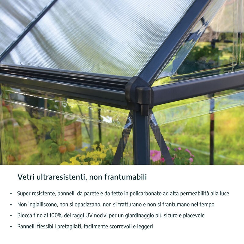 Canopia Schönes doppelschichtiges Gartengewächshaus aus Polycarbonat, 490 x 244 x 219 cm, silberfarben