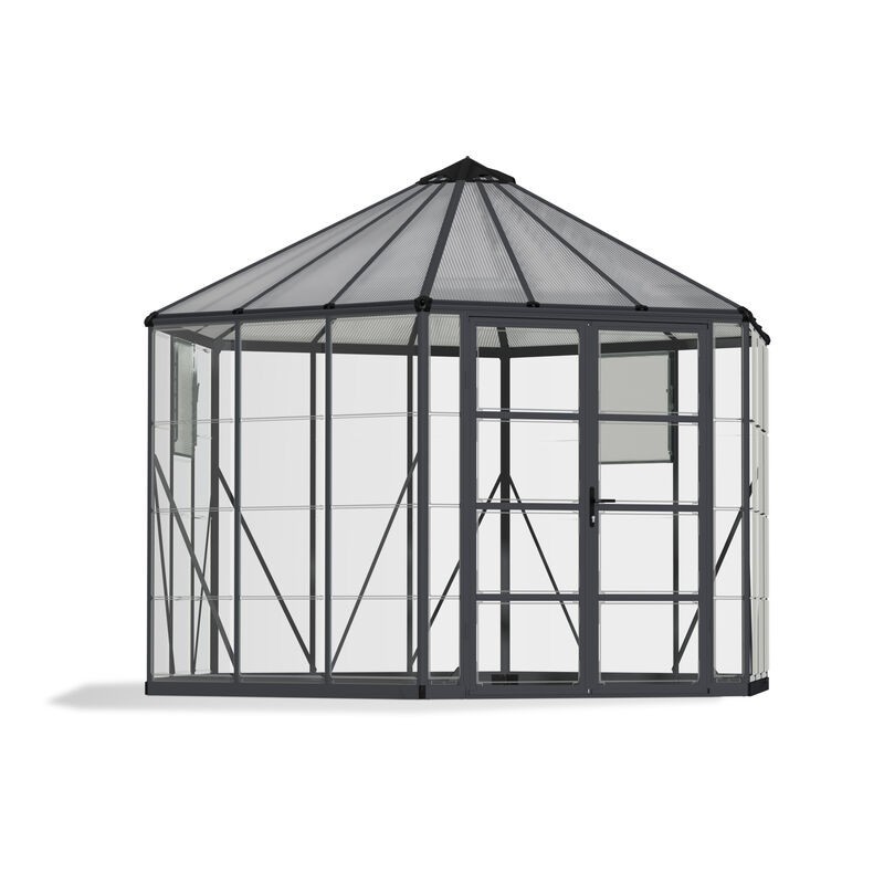 Canopia Oasis Gartengewächshaus aus sechseckigem Polycarbonat, 363 x 316 x 289 cm, Grau