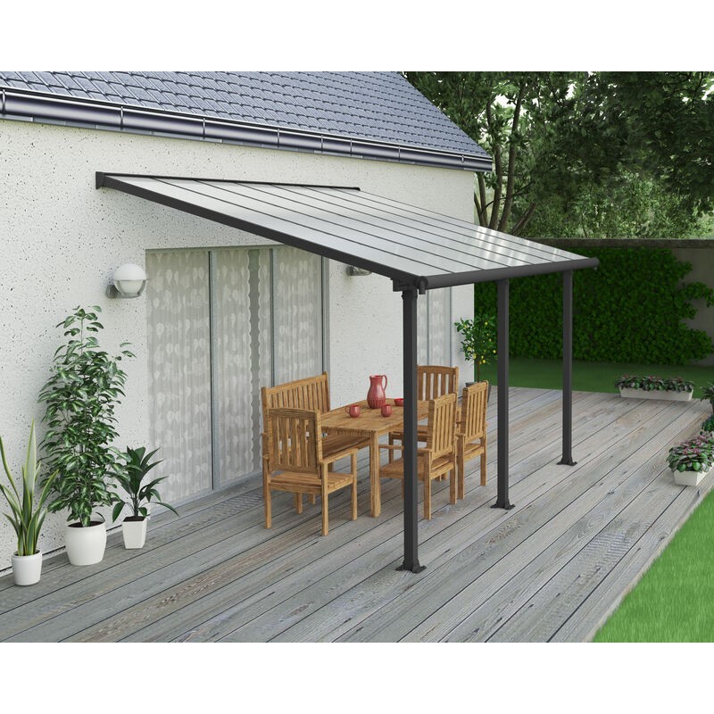 Canopia Olympia-Anbaupergola aus Aluminium, 3 x 4,3 m, Grau