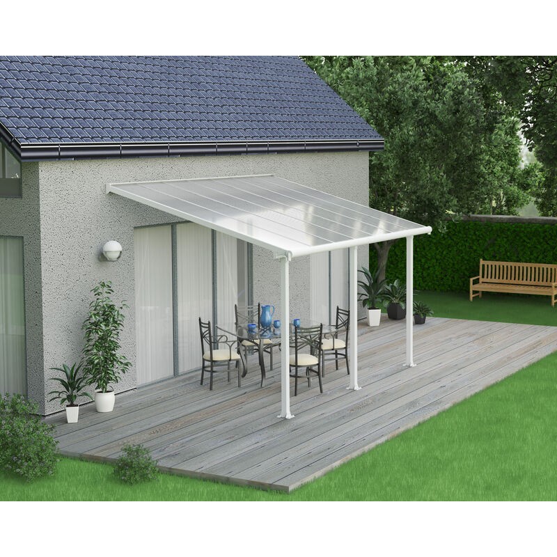 Canopia Olympia-Anbaupergola aus Aluminium, 3 x 4,3 m, Weiß