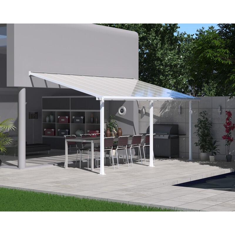 Canopia Olympia-Anbaupergola aus Aluminium, 3 x 5,5 m, Grau