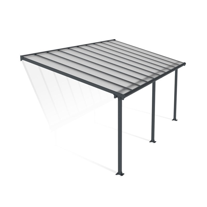 Canopia Olympia-Anbaupergola aus Aluminium, 3 x 6,2 m, Grau