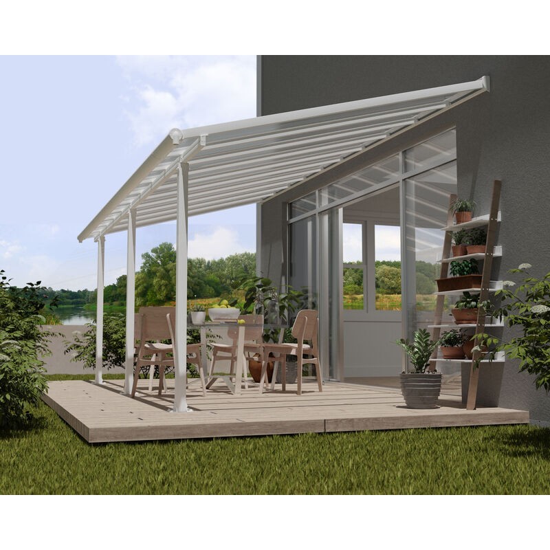 Canopia Olympia-Anbaupergola aus Aluminium, 3 x 6,2 m, Weiß