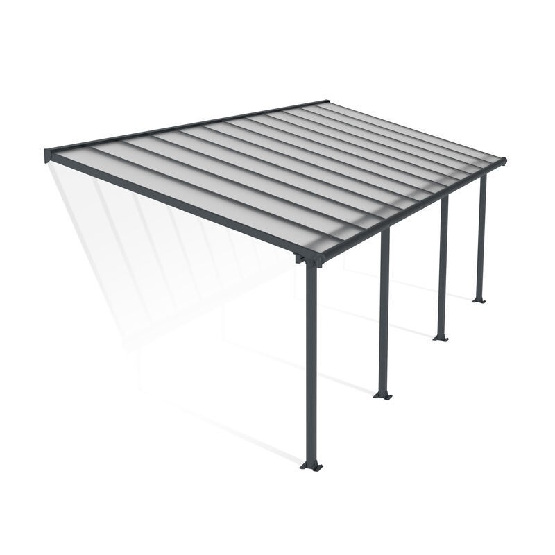 Canopia Olympia-Anbaupergola aus Aluminium, 3 x 7,4 m, Grau