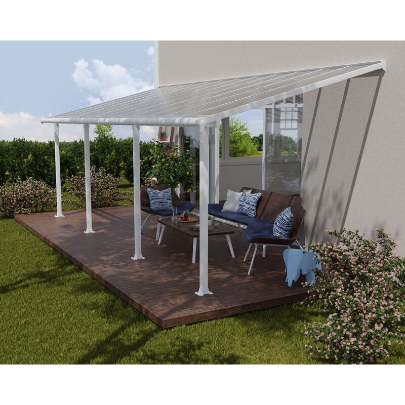 Canopia Olympia-Anbaupergola aus Aluminium, 3 x 7,4 m, Weiß