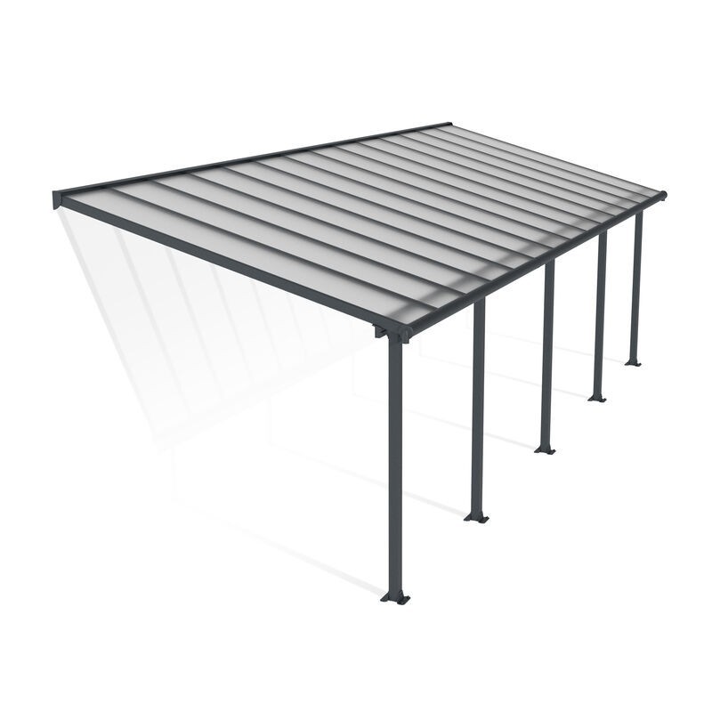 Canopia Olympia-Anbaupergola aus Aluminium, 3 x 8,6 m, Grau