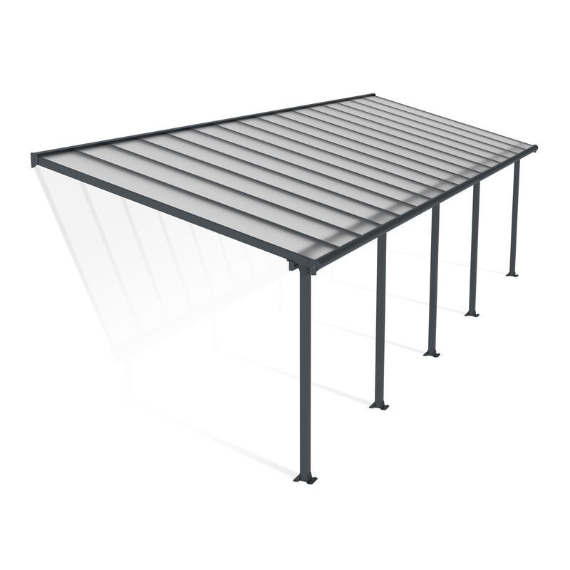 Canopia Olympia-Anbaupergola aus Aluminium, 3 x 9,8 m, Grau