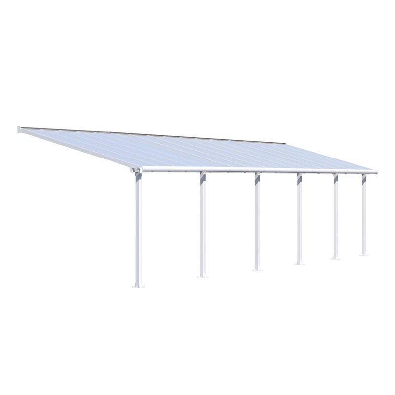 Canopia Olympia-Anbaupergola aus Aluminium, 3 x 9,8 m, Weiß