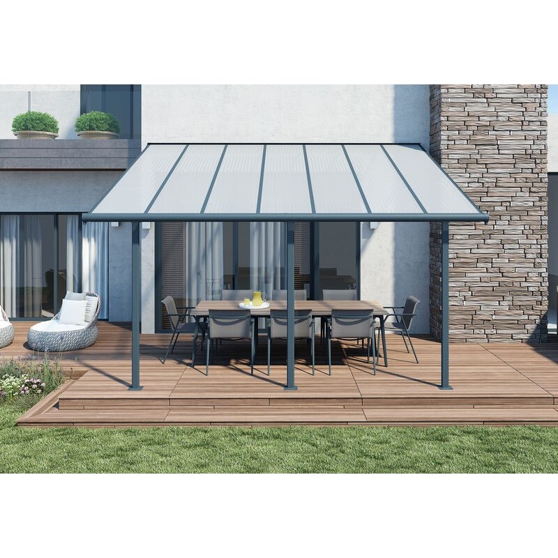 Canopia Sierra Anbaupergola aus Aluminium, 3 x 4,3 m, Grau