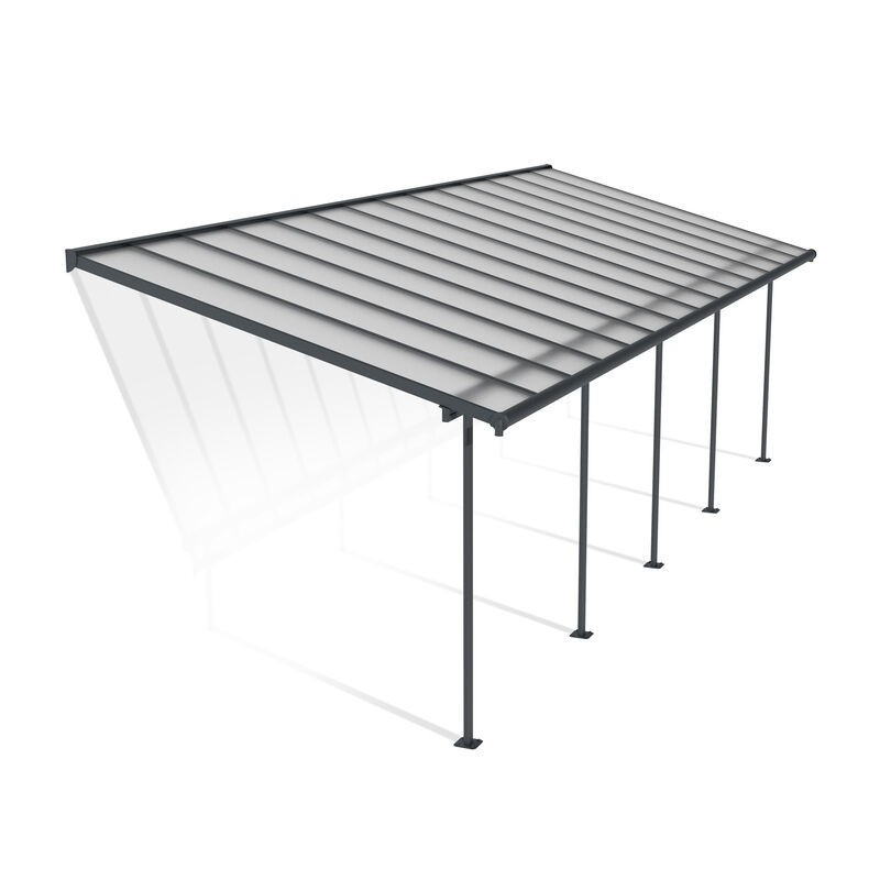 Canopia Sierra Anbaupergola aus Aluminium, 3 x 8,6 m, Grau