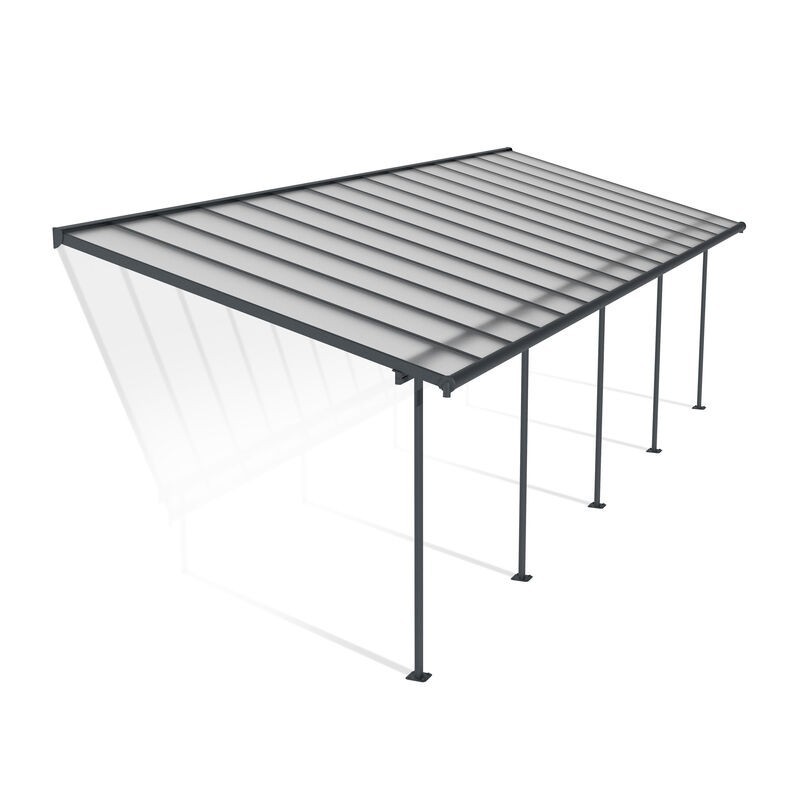 Canopia Sierra Anbaupergola aus Aluminium, 3 x 9,2 m, Grau