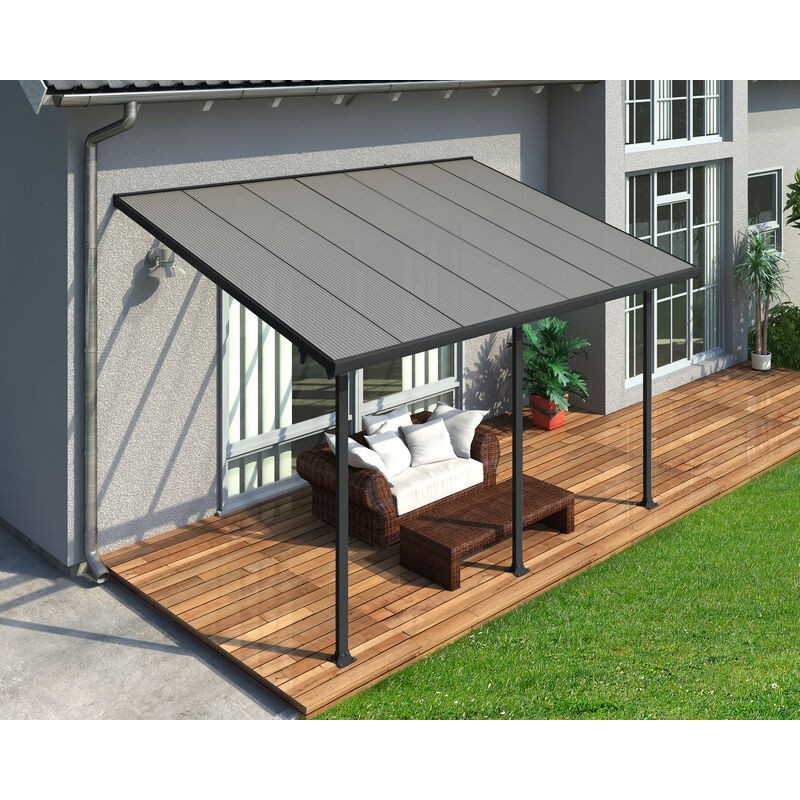 Canopia Feria Anbaupergola aus Aluminium, 3 x 4,3 m, Grau