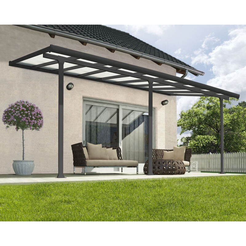 Canopia Feria Anbaupergola aus Aluminium, 3 x 5,5 m, Grau