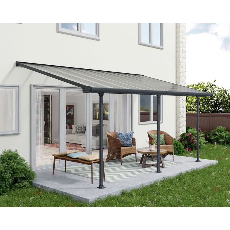 Canopia Feria Anbaupergola aus Aluminium, 3 x 5,5 m, Grau