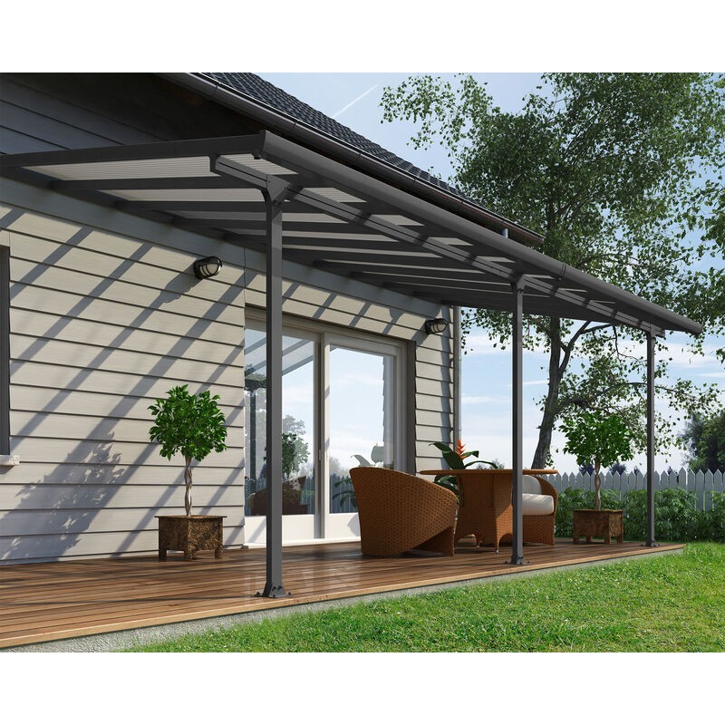 Canopia Feria Anbaupergola aus Aluminium, 3 x 6,1 m, Grau