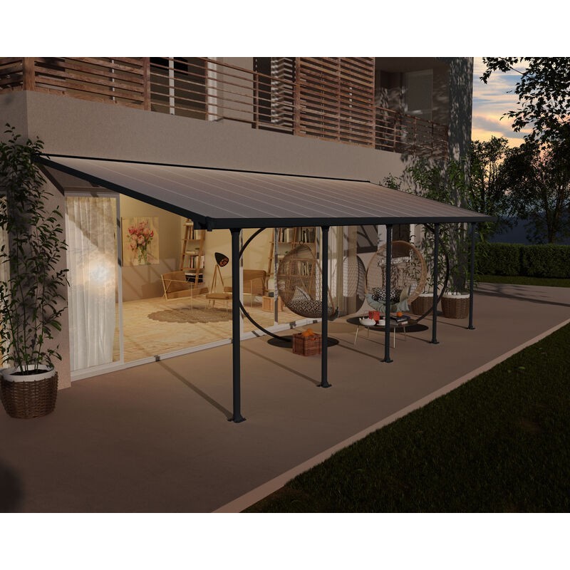 Canopia Feria Anbaupergola aus Aluminium, 3 x 8,5 m, Grau