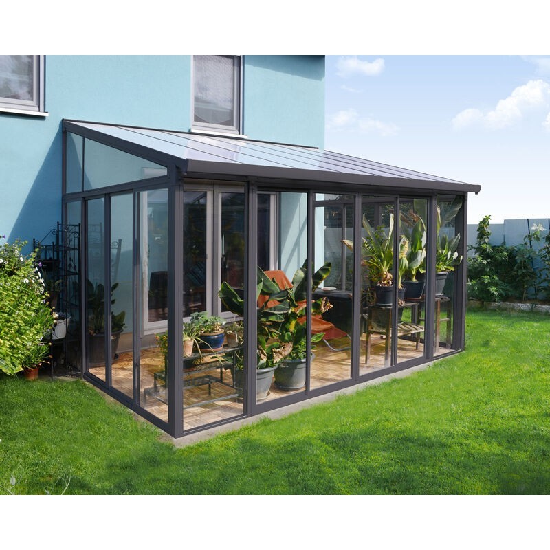 Canopia San Remo geschlossene Pergola aus Aluminium, 3 x 4,4 m, Grau