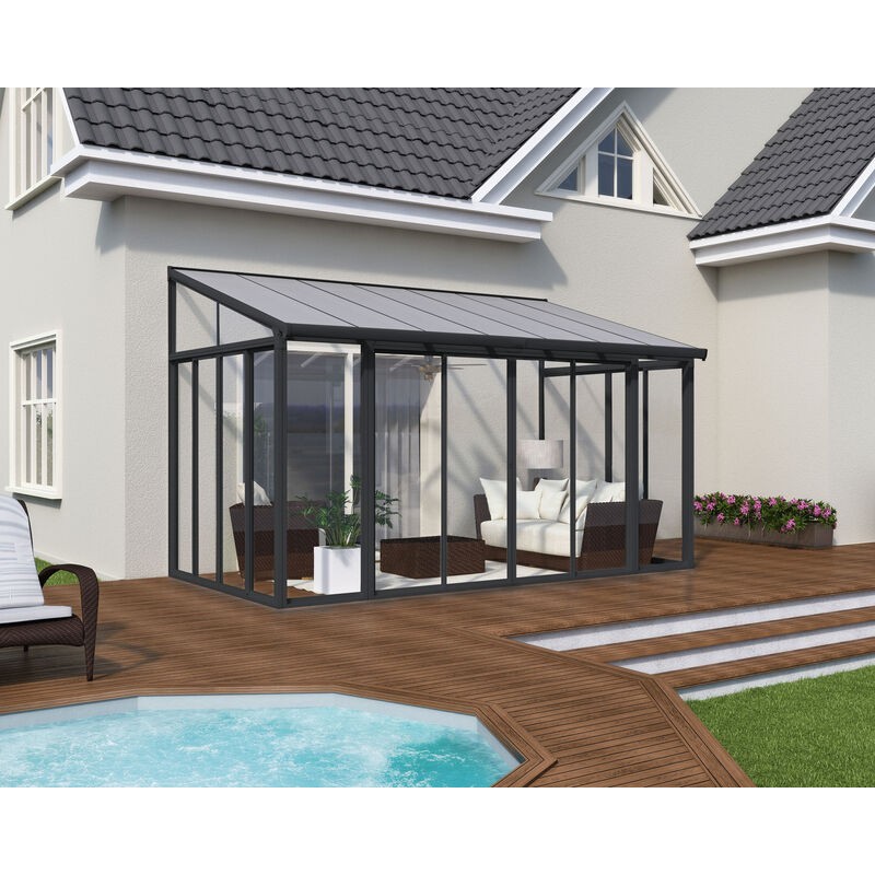 Canopia San Remo geschlossene Pergola aus Aluminium, 3 x 4,4 m, Grau