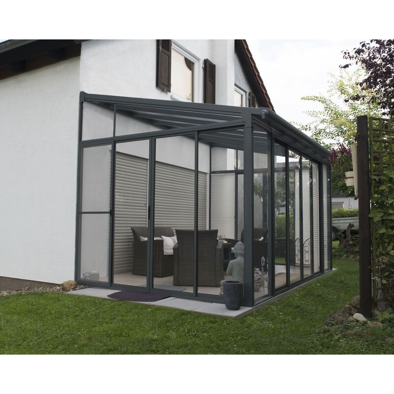 Canopia San Remo geschlossene Pergola aus Aluminium, 3 x 4,4 m, Grau