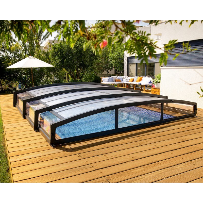 Canopia Mallorca Teleskopabdeckung aus Polycarbonat und Aluminium für Schwimmbad 6 x 4 m