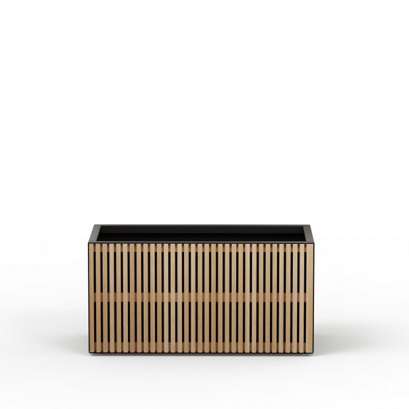 Herstera DECO PLANTER planter in Black Metal and Wood 100x50x50 cm