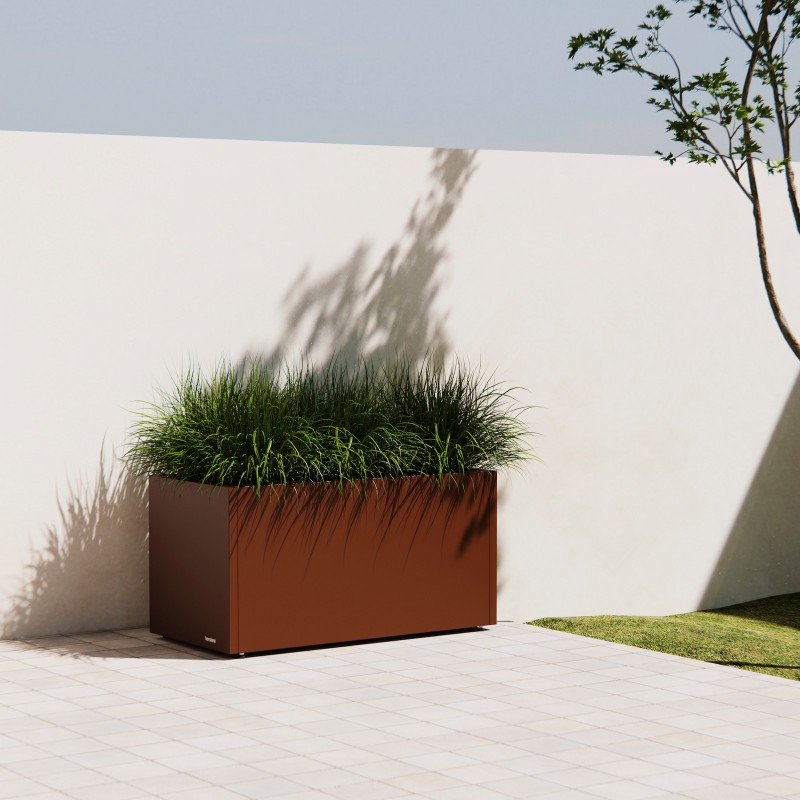 Herstera PLANTER 50 Pflanzgefäß aus Metall in der Farbe Corten, 100 x 50 x 50 cm