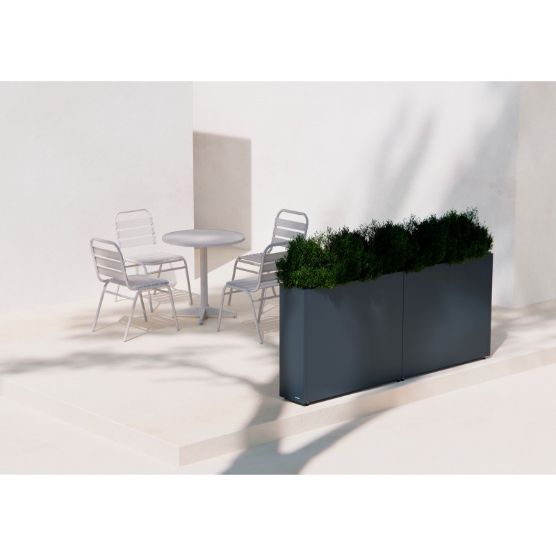 Herstera PLANTER DIVIDER 25 Hoher Pflanzkasten aus anthrazitfarbenem Metall 100 x 25 x 80 cm