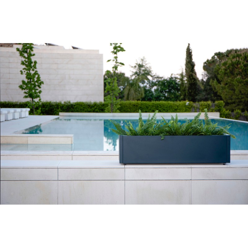 Herstera PLANTER BALCONY Pflanzgefäß aus anthrazitfarbenem Metall 100x25x25 cm