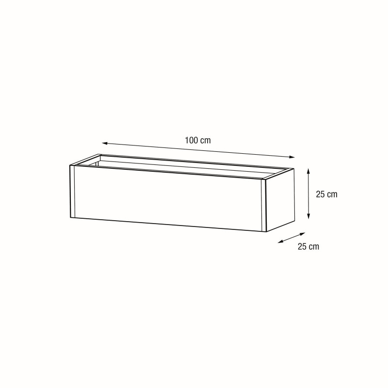 Herstera PLANTER BALCONY Pflanzgefäß aus anthrazitfarbenem Metall 100x25x25 cm