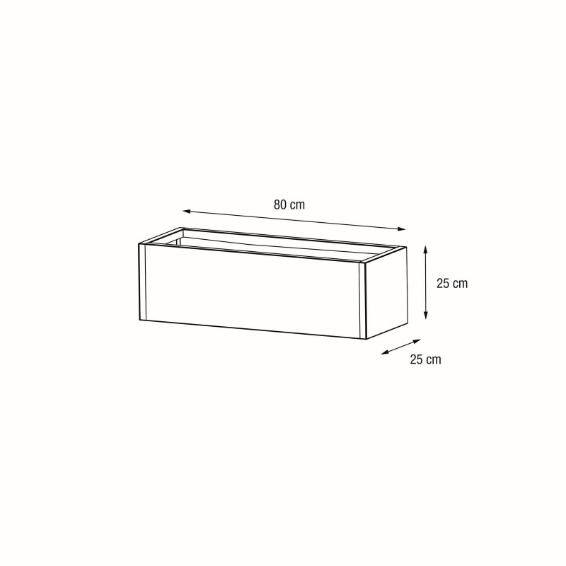 Herstera PLANTER BALCONY Pflanzgefäß aus anthrazitfarbenem Metall 80x25x25 cm