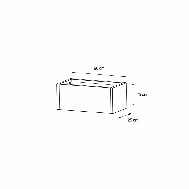 Herstera PLANTER BALCONY Pflanzgefäß aus anthrazitfarbenem Metall 60x25x25 cm