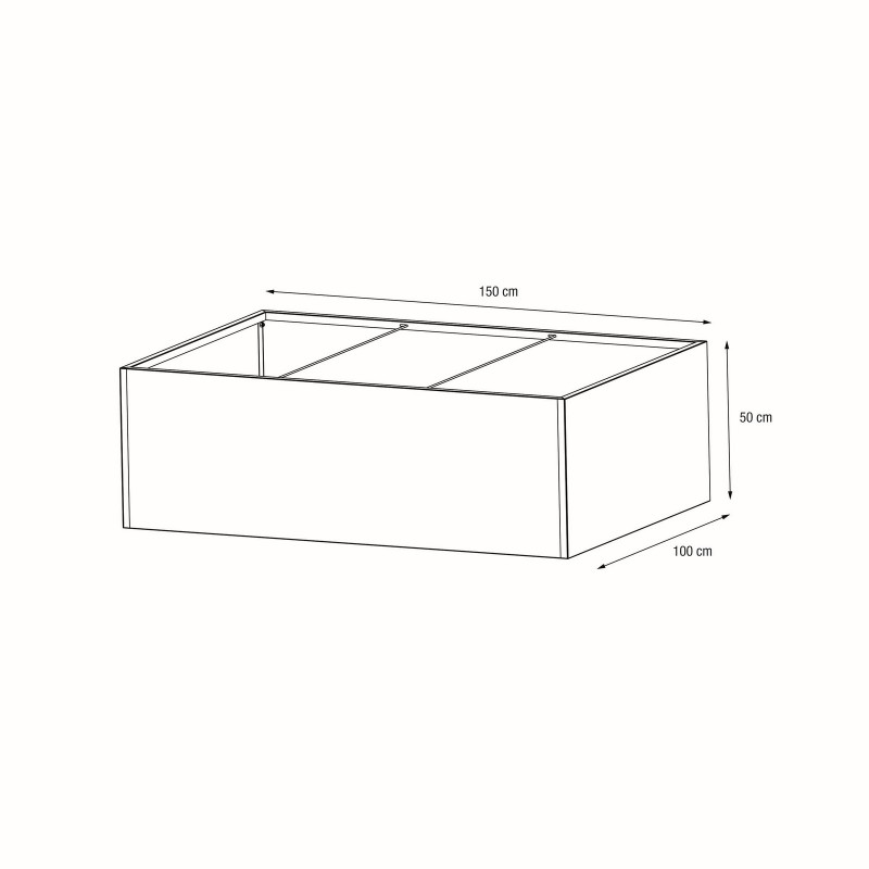 Herstera PLANTER EDGE Niedriger Pflanzkasten aus anthrazitfarbenem Metall 150 x 100 x 50 cm