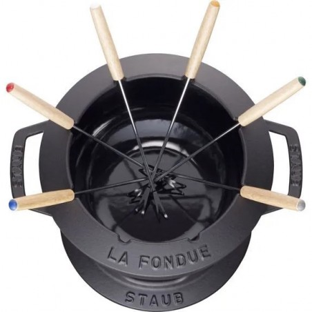 Gourmet-Fondue-Set 20 cm schwarz aus Gusseisen