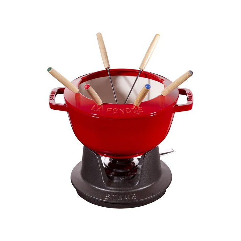 Gourmet-Fondue-Set 20 cm rot aus Gusseisen