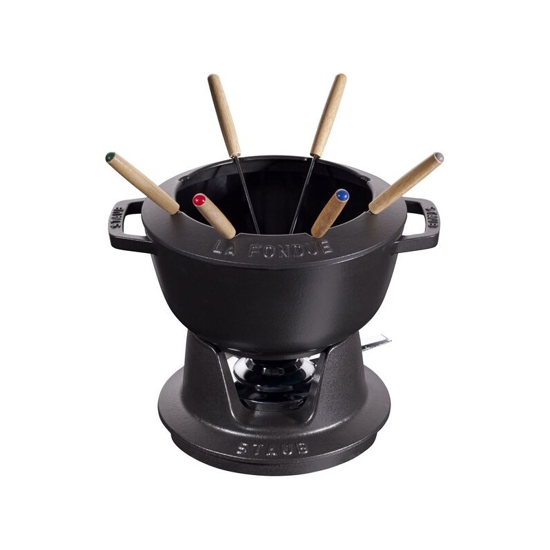 Gourmet-Fondue-Set 18 cm schwarz aus Gusseisen