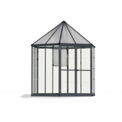 Canopia Oasis Gartengewächshaus aus sechseckigem Polycarbonat, 247 x 213 x 267 cm, Grau