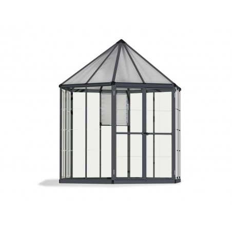 Canopia Oasis Gartengewächshaus aus sechseckigem Polycarbonat, 247 x 213 x 267 cm, Grau