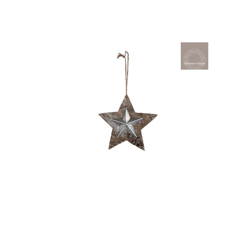 Star To Hang Small In Wood And Tin