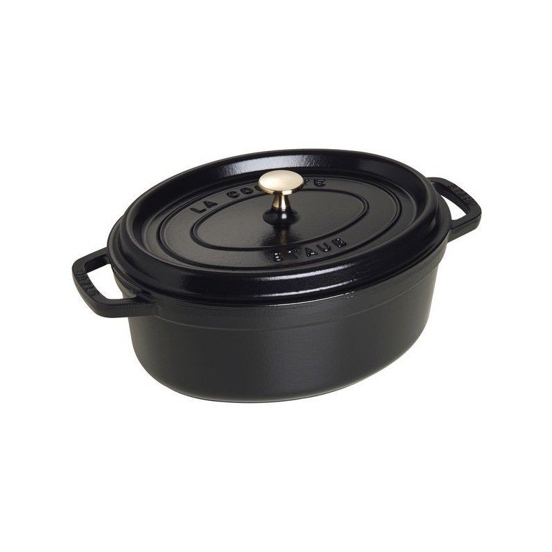 Ovale Cocotte 29 cm schwarz aus Gusseisen