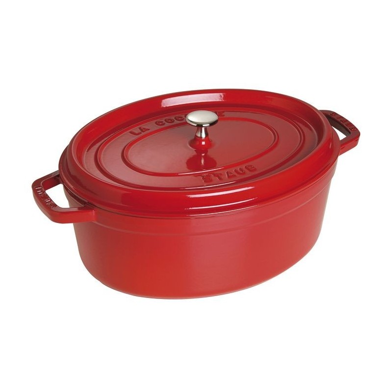 Ovale Cocotte 31 cm rot aus Gusseisen